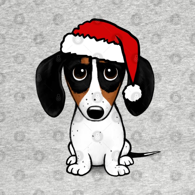 Piebald Dachshund with Santa Hat Cute Wiener Dog Christmas by Coffee Squirrel